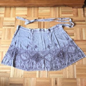 Lavender Pretty Wrap skirt. Indian embroidery